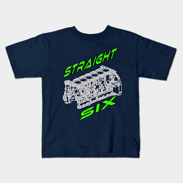 Engine Block Straight 6 (Green) Kids T-Shirt by CarEnthusast